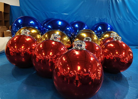 Décoration de l'atmosphère du festival de Noël géant Boule de miroir gonflable Support de taille et de couleur personnalisées