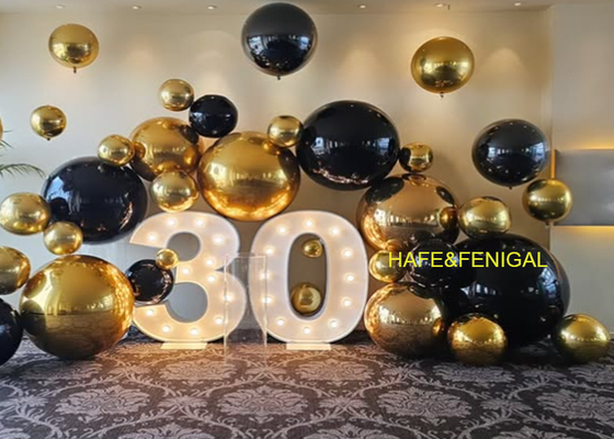 Metallic Balloon Set Silver Gold Black Double Thick PVC With Gold Mirror Finish