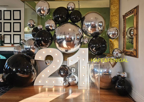 Metallic Balloon Set Silver Gold Black Double Thick PVC With Gold Mirror Finish