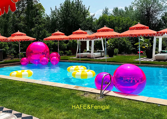 Ballon miroir en PVC violet de 1m à 1,2m pour la décoration de fête au bord de la piscine