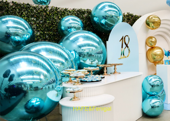 Ballons en PVC bleu clair brillant de 1 m pour toile de fond de mariage ou soirée disco