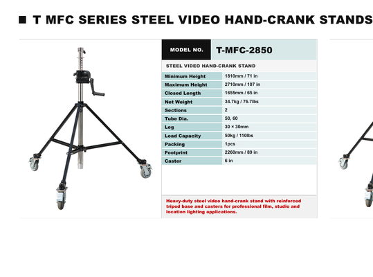 Le support de film de remontage en acier de la série TMFC avec une capacité de charge de 40 kg 7,2 m hauteur maximale construction lourde