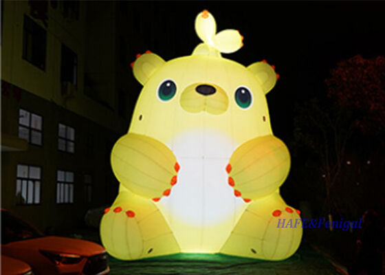 Ours germé gonflable éclairé par LED de 6 m avec un design personnalisable pour les événements en plein air