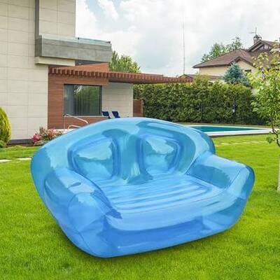 Canapé gonflable personnalisé motif ciel bleu et canapé portable gonflable en PVC résistant aux déchirures pour des sièges de marque élégants